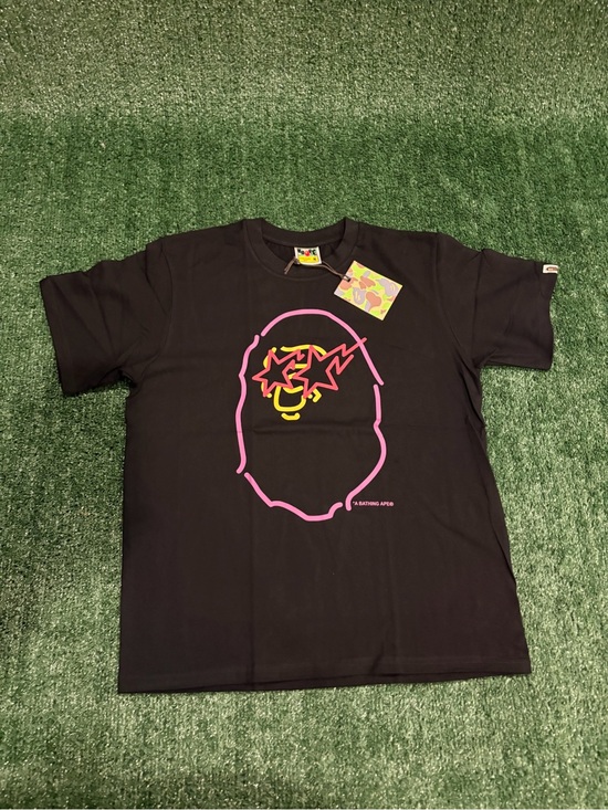 A Bathing Ape Other - A Bathing Ape Black Short Sleeve Graphic Tee - Pink & Yellow Logo